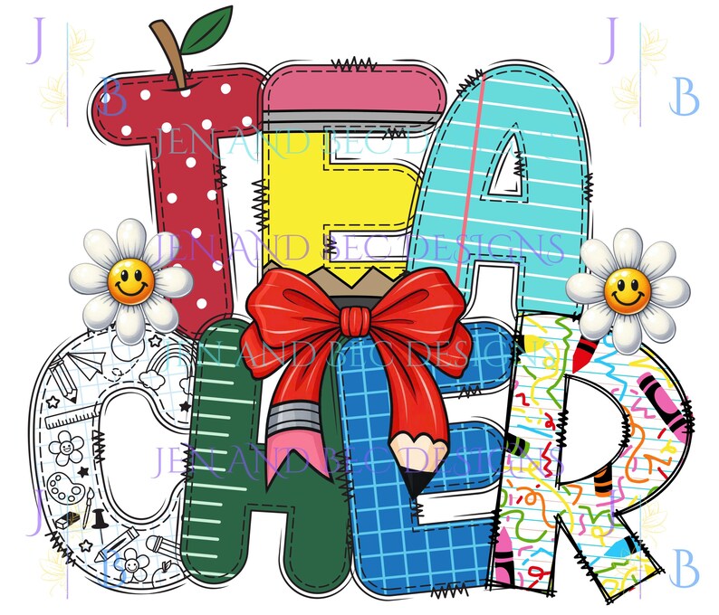 Flanked Letter Teacher PNG, School Alphabet, Png Download, Png Design for Teacher ...