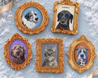 Custom Pet Portrait, Hand Painted Dog Cat Vintage Painting, Personalized Pet Memorial Gift, Pet Loss Keepsake, holiday Gift for mom/dad.
