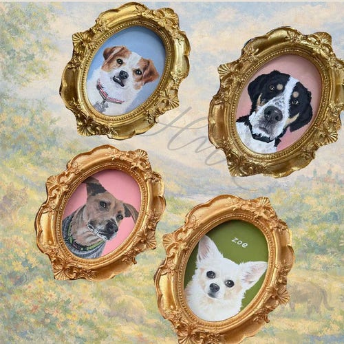 Portraits d'animaux de compagnie personnalisés, Mini-peintures peintes à la main, Peintures de chiens, Peintures de chats, Cadeau pour maman, Souvenir d'un animal de compagnie, Cadeau d'anniversaire d'animal de compagnie, Vidéo + 20 ans