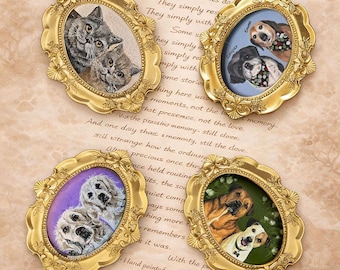 Custom Pet Portrait, Hand painted Pet Portrait, Mini Pet Painting, Dog Portrait, Combine Pet Photos, Pet Memorial, Gift For Pet Owner, Arts