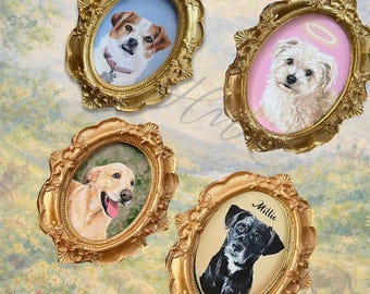 Custom Pet Portraits, Mini paintings, Hand Painted, Dog Paintings, Cat Paintings, Gift for mom, Pet Memorial, Pet Birthday Gift Holiday gift