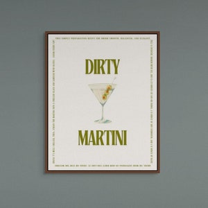 Martini Print Cocktail Retro Poster Martini Cocktail Recipe Print Trendy Wall Art  Bar Cart Art Martini Art Alcohol Poster Digital Download