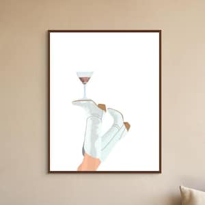 Coquette Cowgirl Cocktail Print, Preppy Cowgirl Wall Art, Western Wall Art, Trendy Espresso Martini Art, Dopamine Decor Cowgirl Dorm Room