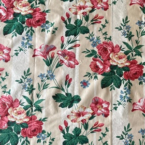 Vintage 1986 Brunschwig and Fils "Cavendish" Chintz Fabric Scraps, Brunschwig and Fils Cavendish Chintz Fabric, Vintage Chintz Floral Scraps