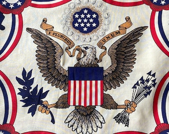 Vintage 1990 American Eagle Seal Fabric by Fabric Traditions, American Seal Fabric, Vintage Patriotic Fabric, Vintage Eagle Fabric