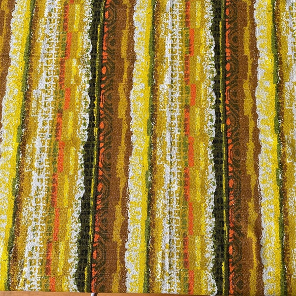 Vintage 1960s House 'N Home Yellow Tiki Barkcloth, Vintage Tiki Barkcloth, Vintage Tiki Fabric, Tiki Fabric