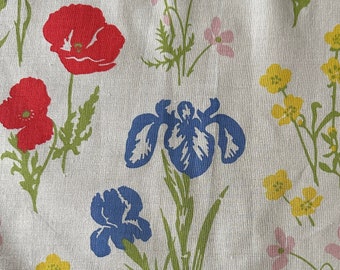 Vintage 1980 Laura Ashley Flower Power Fabric BTY, Vintage Laura Ashley Poppy Fabric, Vintage Laura Ashley Iris Fabric, Shabby Chic Fabric