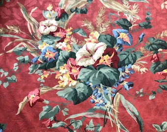 Vintage 1980s P. Kaufmann Floral Upholstery Fabric, P. Kaufmann Morning Glory Fabric, P. Kaufmann Fabric, Grandmillennial fabric