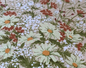 Vintage 1970s Greeff "Daisy Bouquet" Fabric Sample from Greenbrook Collection, Greeff Daisy Bouquet Fabric Sample, Daisy Fabric