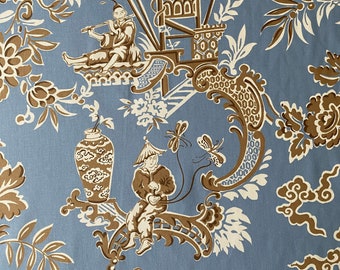 2015 "Nan King" Cotton Chintz Chinoiserie Fabric by Hill Brown of Clarence House, Chinoiserie Fabric, Nan King Chinoiserie Hill Brown