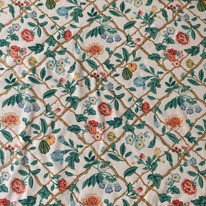 Cottage Core Fabric, Vintage 1990 "Isabela Trellis" Chintz by E. C. Carter, Vintage 1990s Trellis and Gourd Fabric, Vintage Trellis Chintz Fabric, Granny Chic Fabric