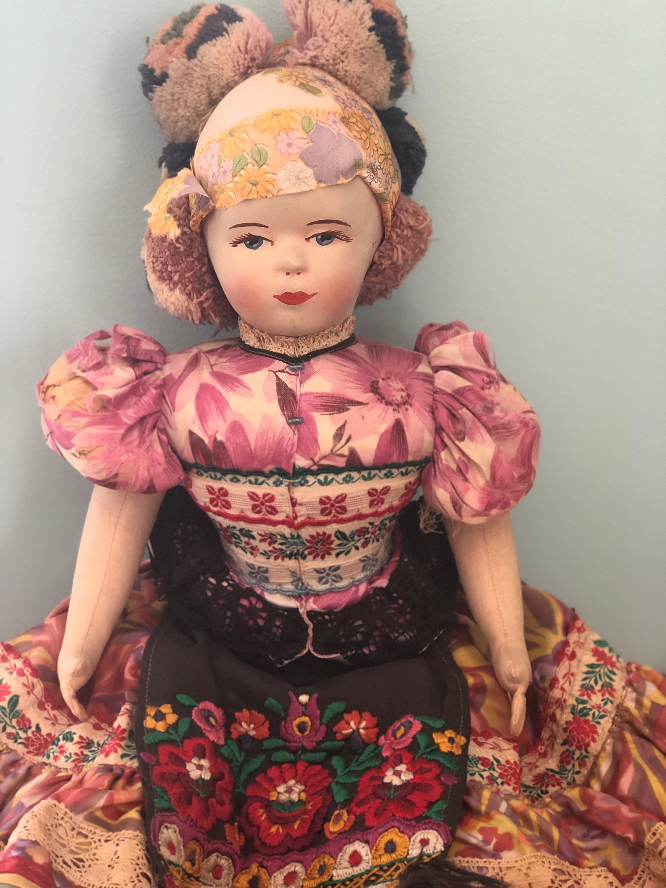 Vintage Hungarian Folk Art Doll Vintage Mezőkövesd Doll Etsy
