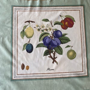 Pannelli in tessuto chintz verde Waverly "Print Shoppe No. 2 Fruit" vintage anni '80, tessuto frutta vintage, tessuto chintz frutta botanica vintage