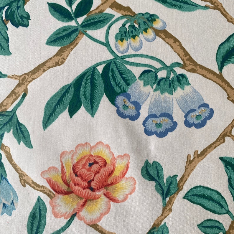 Cottage Core Fabric, Vintage 1990 "Isabela Trellis" Chintz by E. C. Carter, Vintage 1990s Trellis and Gourd Fabric, Vintage Trellis Chintz Fabric, Granny Chic Fabric