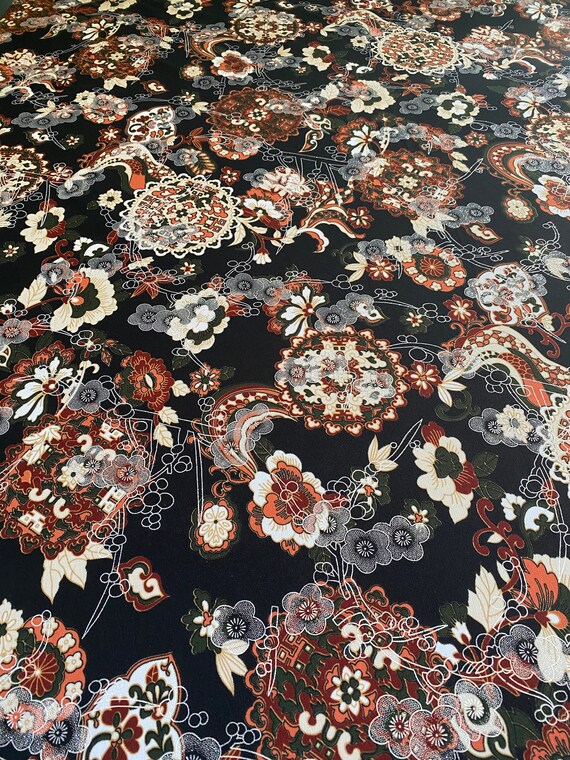 Vintage 1970s Paisley Poly Nylon Stretch Jersey Fabric, 1970s  