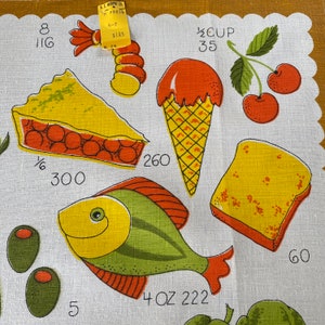 Vintage Calories Tea Towel, Vintage 1970s Tea Towel, Food Tea Towel, Tea Towel image 6