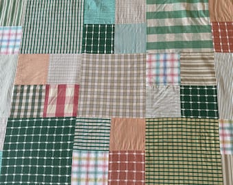 Vintage 1995 Brunschwig & Fils Pieced Madras Plaid Fabric Scraps, Brunschwig and Fils Plaid Pieced Cotton Fabric Scrap, Pieced Fabric Scraps