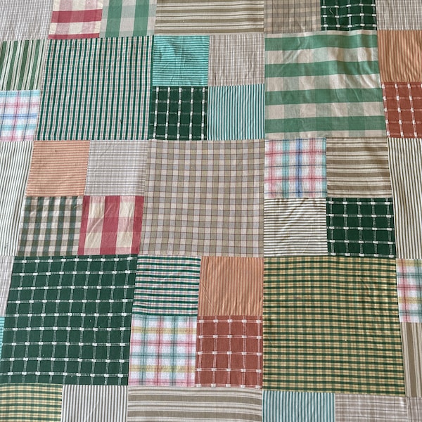 Vintage 1995 Brunschwig & Fils Pieced Madras Plaid Fabric Scraps, Brunschwig and Fils Plaid Pieced Cotton Fabric Scrap, Pieced Fabric Scraps