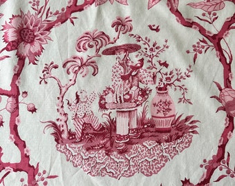 Vintage 1980s Bassett McNab "Tea Garden" Chinoiserie Fabric BTY, Vintage Pink Chinoiserie, Vintage Bassett Mcnab John Jacoby Chinoiserie