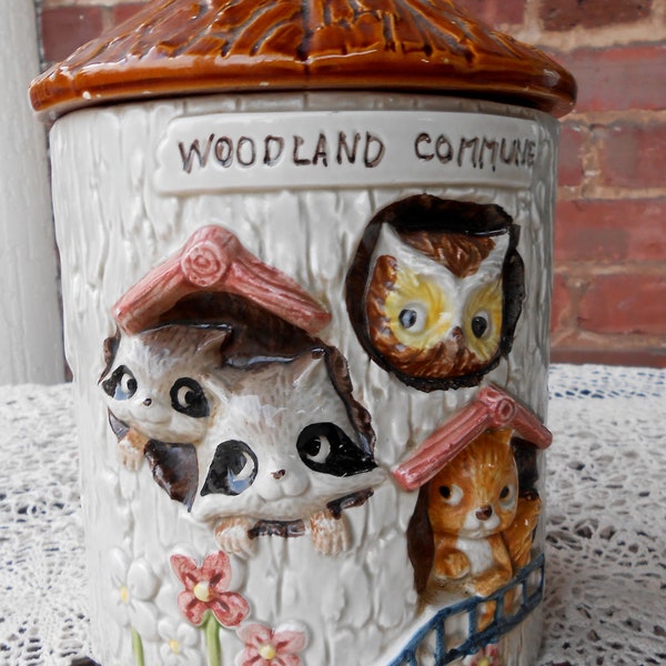 Woodland Cookie Jar / Vintage Wooldand Commune Cookie Jar / Vintage Marks and Rosenfeld Cookie Jar