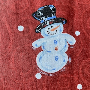 Tissu de la collection Fat Quarter de bonhommes de neige en coton vintage des années 1990, tissus de bonhomme de neige vintage, tissu de courtepointe de bonhommes de neige vintage