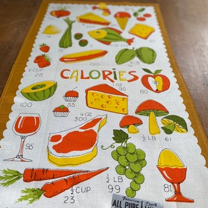 Vintage Calories Tea Towel, Vintage 1970s Tea Towel, Food Tea Towel, Tea Towel image 7