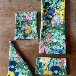 1970s era floral fabric scraps for quilters and slow sewing