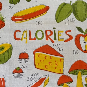 Vintage Calories Tea Towel, Vintage 1970s Tea Towel, Food Tea Towel, Tea Towel image 2