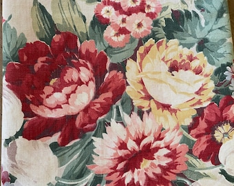 Antique 1905 French Floral Canvas Upholstery Fabric, Antique 1900s Floral Fabric, Antique Canvas Floral Fabric