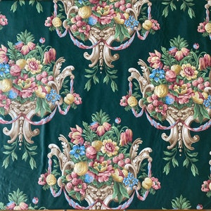 Vintage 1990s Di Lewis English Garden Collection 2 Emerald Green Chintz Fabric, Vintage 1990s Green Floral Chintz, Grandmillennial fabric image 2