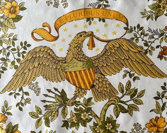 Vintage 1960s Waverly Glosheen "Suffield Eagle" Fabric, Vintage Waverly Eagle Fabric, Vintage Patriotic American Fabric