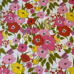 Vintage 1970s Waverly Glosheen Papillion Flower Power Fabric Scrap, Vintage Floral and Butterfly Fabric Scrap image 5