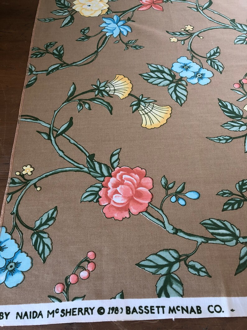 Vintage Naida McSherry Fabric Vintage Printemps fabric by Naida McSherry Vintage 1980 Printemps Bassett McNab Fabric Sample