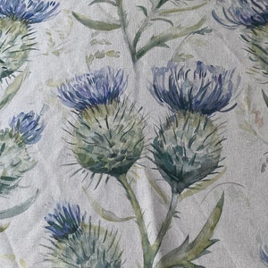 21st Century Voyage Maison Thistle Glen Fabric in the Winter Colorway, Voyage Maison Thistle Glen Winter, Linen Thistle Fabric