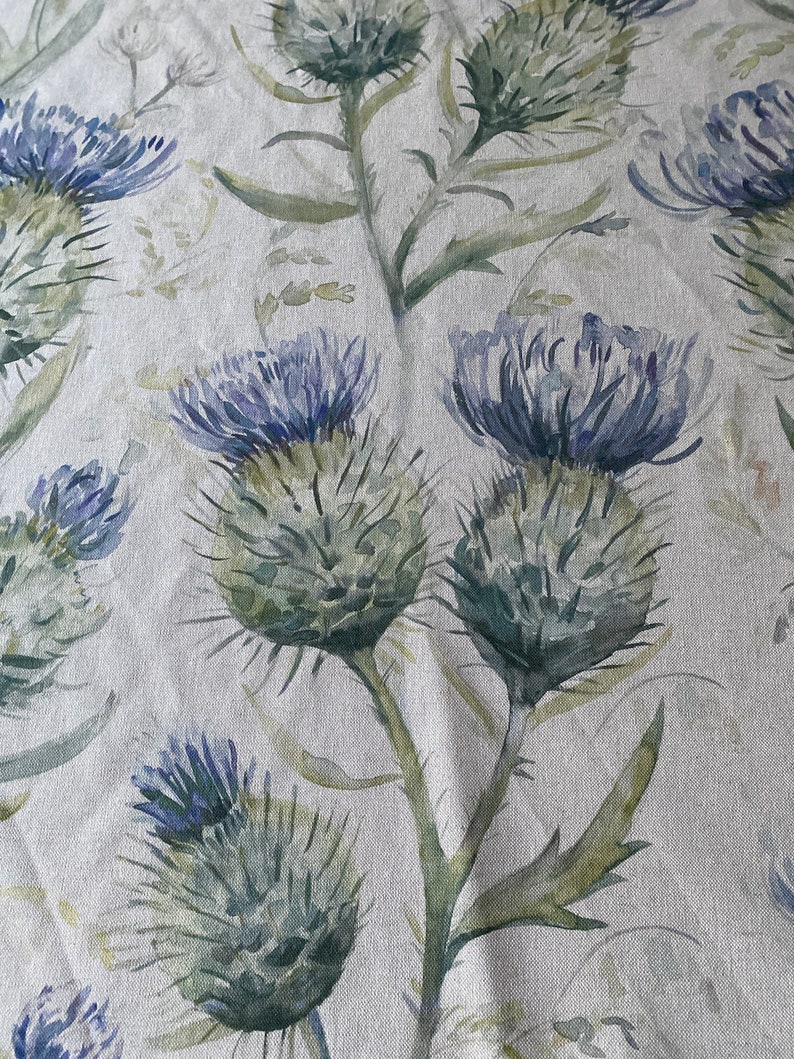 21st Century Voyage Maison Thistle Glen Fabric in the Winter Colorway, Voyage Maison Thistle Glen Winter, Linen Thistle Fabric