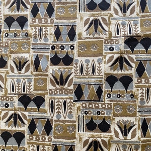 Vintage 1950s Linen Abstract Fabric, Mid Century Modern Fabric, Vintage Biomorphic and Geometric Upholstery Fabric, Vintage Fabric