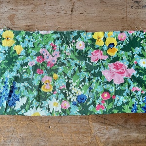 vintage fabric scrap from the 70s by Bloomcraft with lots of flowers