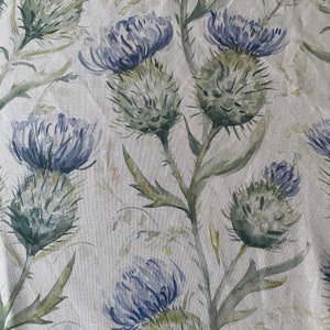 21st Century Voyage Maison Thistle Glen Fabric in the Winter Colorway, Voyage Maison Thistle Glen Winter, Linen Thistle Fabric