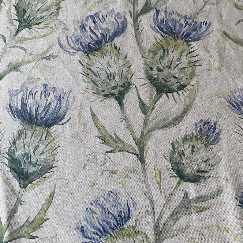 21st Century Voyage Maison Thistle Glen Fabric in the Winter Colorway, Voyage Maison Thistle Glen Winter, Linen Thistle Fabric