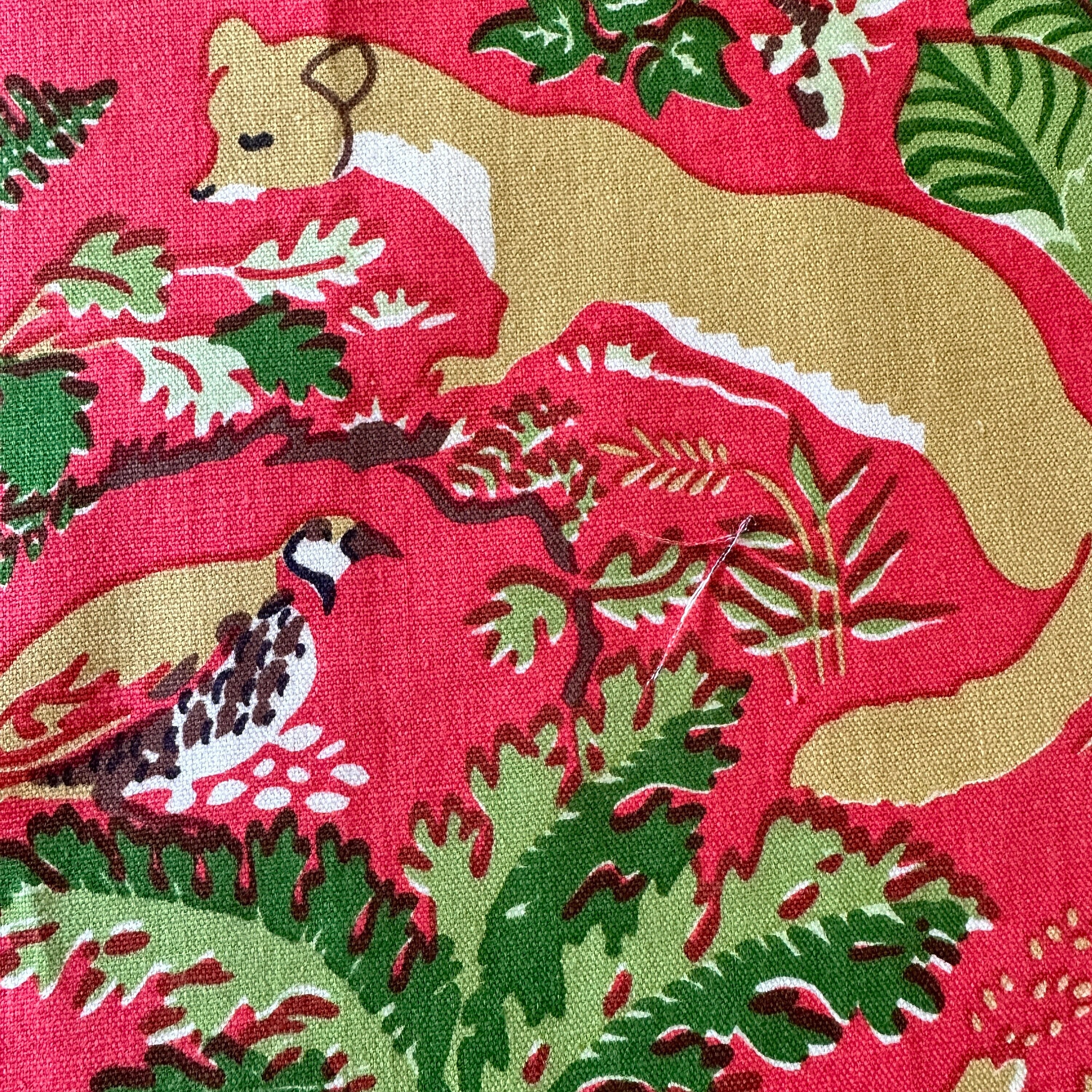 Vintage 1974 Brunschwig and Fils "Pook's Hill" Woodland skrawki tkaniny tapicerskiej, Brunschwig & Fils Pook's Hill skrawki tkaniny