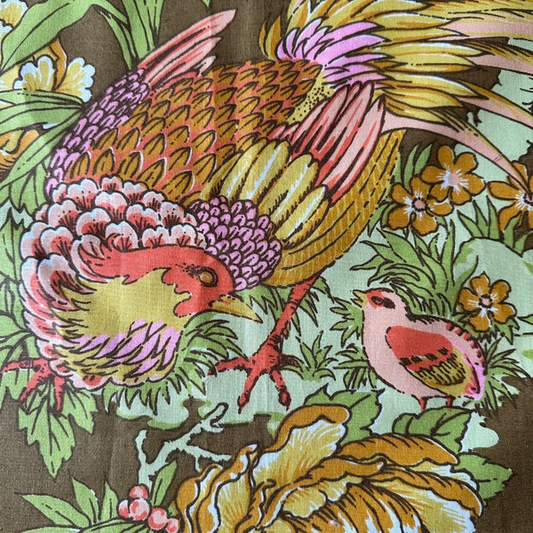 Vintage 1969 Schumacher "Parrots" Fabric Sample, Vintage Schumacher Parrots Fabric, Parrots Fabric, Parrot Pillow, Parrot Gift