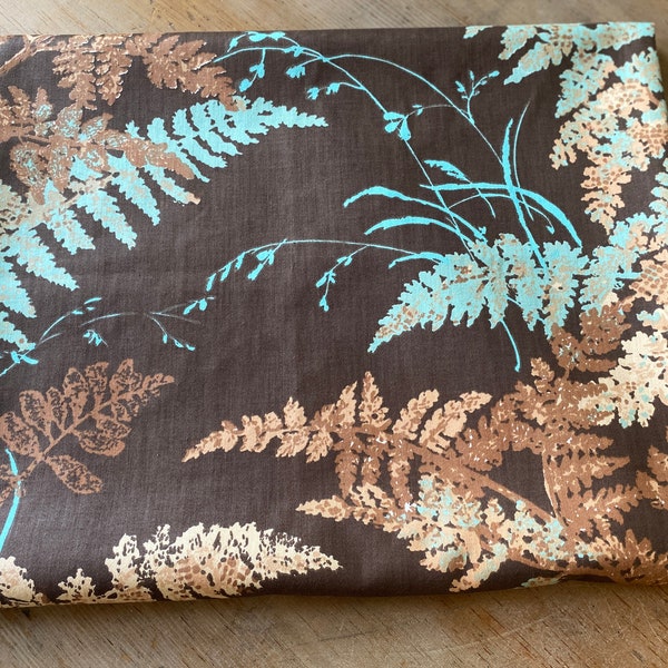 Vintage 1970s Waverly Schumacher "Ice Fern" Upholstery Fabric Scraps, Vintage 1970s Fern Fabric Scraps, Vintage Fern and Foliage Scraps