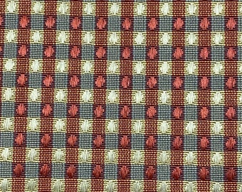 Vintage 1980s Silk Red and Blue Plaid Upholstery Fabric, Williamsburg Style Plaid Silk Fabric, Vintage Plaid Silk Fabric