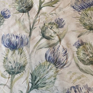 21st Century Voyage Maison Thistle Glen Fabric in the Winter Colorway, Voyage Maison Thistle Glen Winter, Linen Thistle Fabric