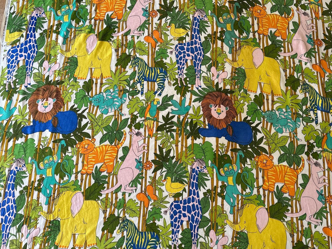 Vintage 1960s Gabrielle Cie Jungle Fabric, Vintage 1960s Jungle Animal