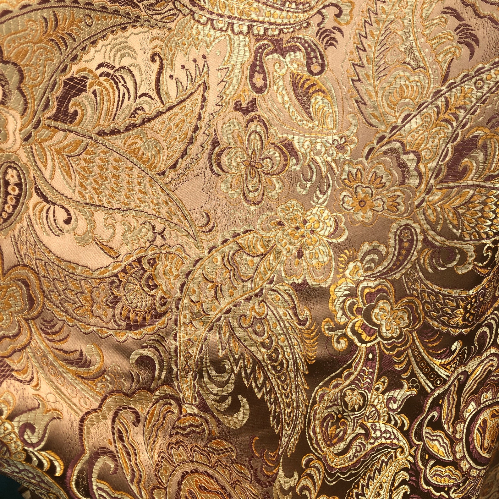 Vintage 1960s Gold Paisley Silk Rayon Blend Fabric Vintage - Etsy