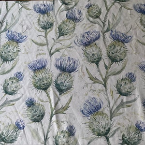 21st Century Voyage Maison Thistle Glen Fabric in the Winter Colorway, Voyage Maison Thistle Glen Winter, Linen Thistle Fabric