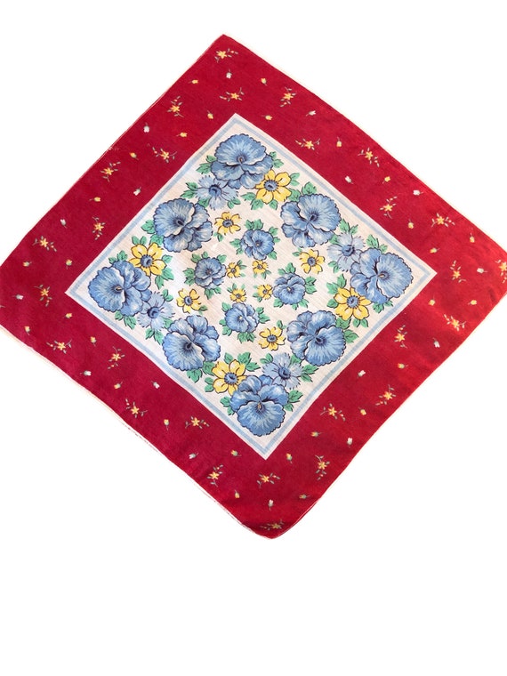 Vintage 1930s Pansy Handkerchief, 1930s Pansy Hand