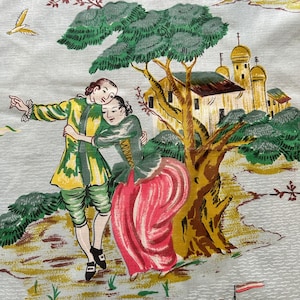 Vintage 1960s Lee Jofa "Sailor's Farewell" Stoffmuster, Vintage Chinoiserie Stoffmuster für das Museum of the American China Trade