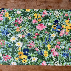 vintage fabric scrap with colorful flowers